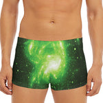 Green Sparkle Galaxy Print Men's Short Boxer Briefs