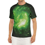 Green Sparkle Galaxy Print Men's Short Sleeve Rash Guard