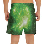Green Sparkle Galaxy Print Men's Split Running Shorts