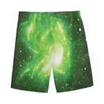 Green Sparkle Galaxy Print Men's Sports Shorts