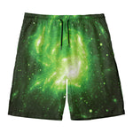 Green Sparkle Galaxy Print Men's Swim Trunks