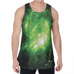 Green Sparkle Galaxy Print Men's Velvet Tank Top
