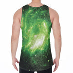 Green Sparkle Galaxy Print Men's Velvet Tank Top