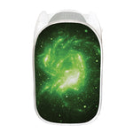 Green Sparkle Galaxy Print Mesh Laundry Hamper