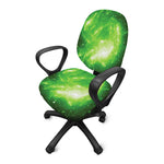 Green Sparkle Galaxy Print Office Chair Cover