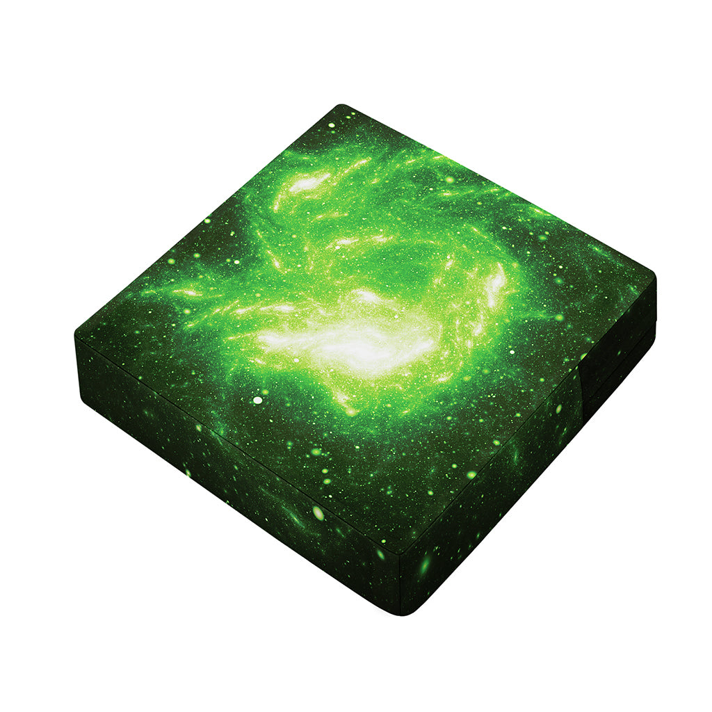 Green Sparkle Galaxy Print Outdoor Seat Cushion Cover