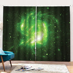 Green Sparkle Galaxy Print Pencil Pleat Curtains