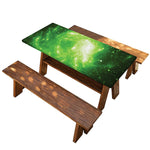 Green Sparkle Galaxy Print Picnic Table Cover