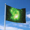 Green Sparkle Galaxy Print Polyester Flag
