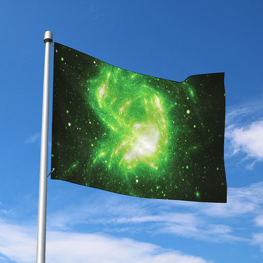 Green Sparkle Galaxy Print Polyester Flag