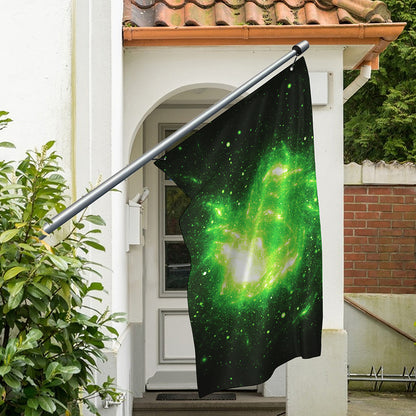 Green Sparkle Galaxy Print Polyester Flag