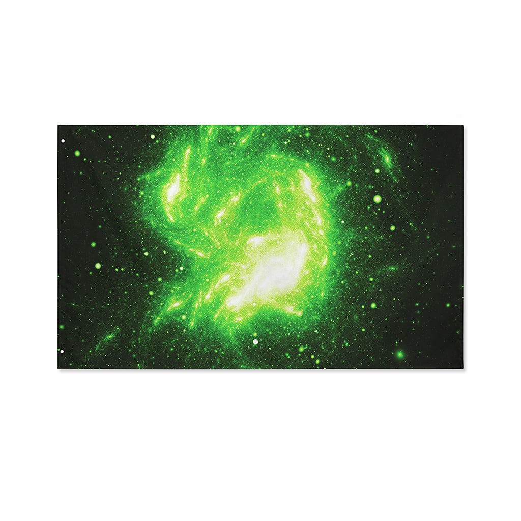 Green Sparkle Galaxy Print Polyester Flag