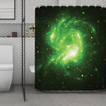Green Sparkle Galaxy Print Polyester Shower Curtain