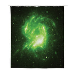 Green Sparkle Galaxy Print Polyester Shower Curtain
