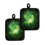 Green Sparkle Galaxy Print Pot Holders