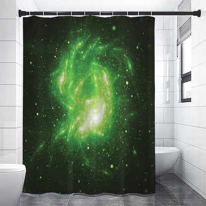 Green Sparkle Galaxy Print Premium Shower Curtain
