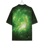Green Sparkle Galaxy Print Rayon Hawaiian Shirt