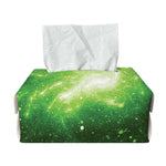 Green Sparkle Galaxy Print Rectangle Tissue Box Cover