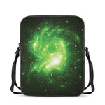 Green Sparkle Galaxy Print Rectangular Crossbody Bag