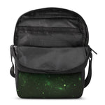 Green Sparkle Galaxy Print Rectangular Crossbody Bag