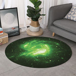 Green Sparkle Galaxy Print Round Rug