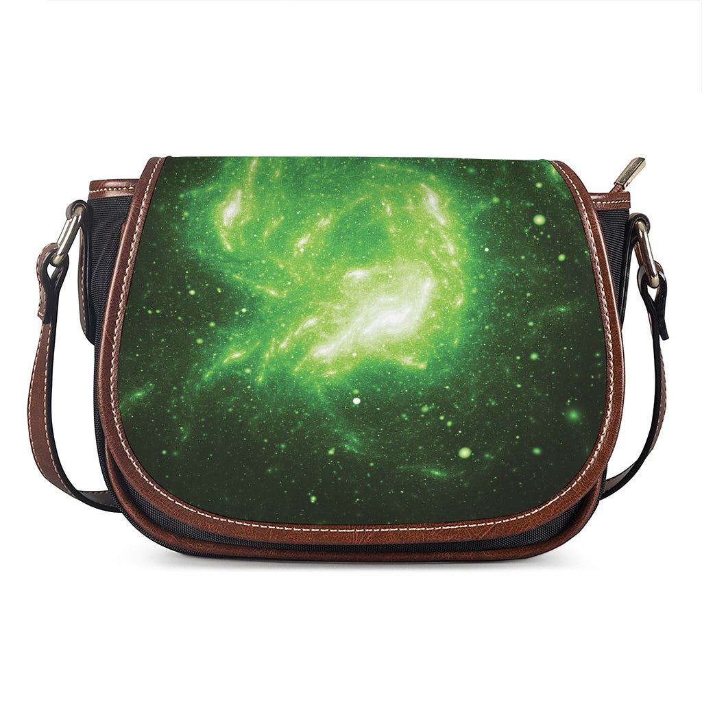 Green Sparkle Galaxy Print Saddle Bag