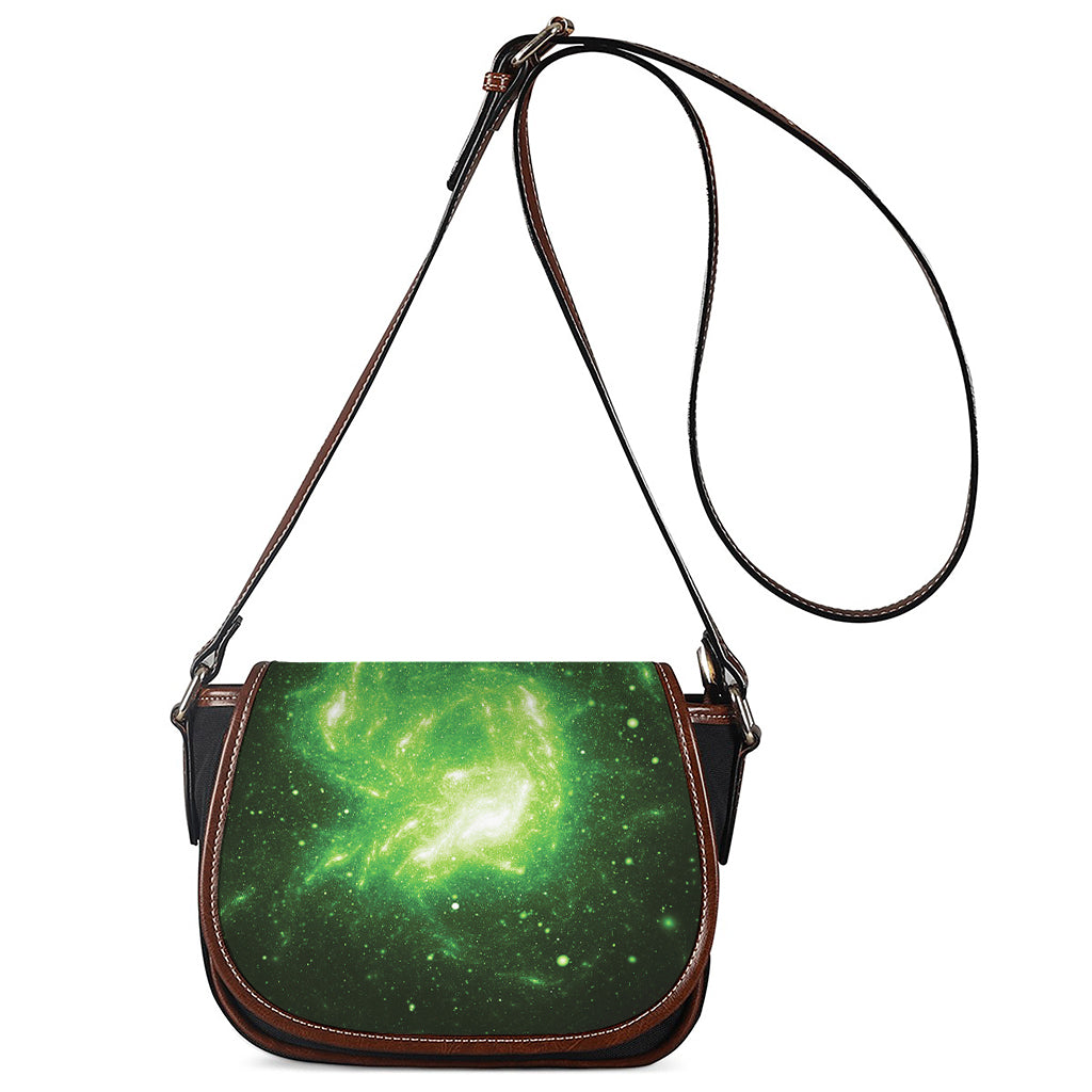 Green Sparkle Galaxy Print Saddle Bag