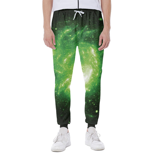 Green Sparkle Galaxy Print Scuba Joggers