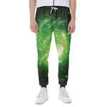 Green Sparkle Galaxy Print Scuba Joggers