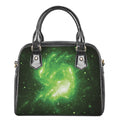 Green Sparkle Galaxy Print Shoulder Handbag