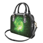 Green Sparkle Galaxy Print Shoulder Handbag