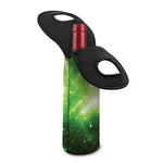 Green Sparkle Galaxy Print Single Neoprene Wine Tote