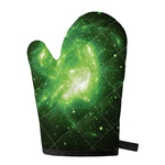 Green Sparkle Galaxy Print Single Oven Mitt