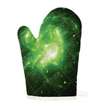 Green Sparkle Galaxy Print Single Oven Mitt