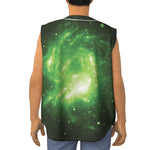 Green Sparkle Galaxy Print Sleeveless Baseball Jersey