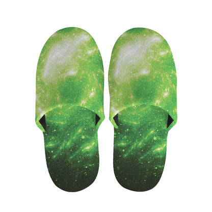 Green Sparkle Galaxy Print Slippers