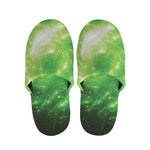 Green Sparkle Galaxy Print Slippers