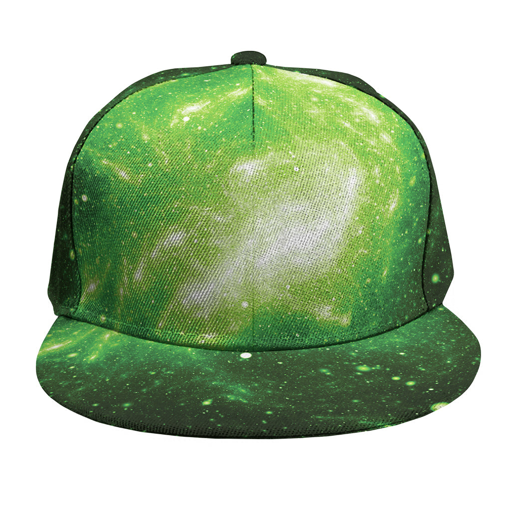 Green Sparkle Galaxy Print Snapback Cap