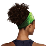 Green Sparkle Galaxy Print Sports Headband