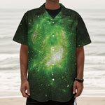 Green Sparkle Galaxy Print Textured Short Sleeve Shirt