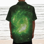 Green Sparkle Galaxy Print Textured Short Sleeve Shirt