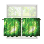 Green Sparkle Galaxy Print Tier Curtains