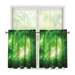 Green Sparkle Galaxy Print Tier Curtains