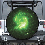 Green Sparkle Galaxy Print Tire Cover
