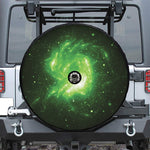 Green Sparkle Galaxy Print Tire Cover With Camera Hole