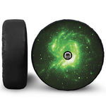 Green Sparkle Galaxy Print Tire Cover With Camera Hole