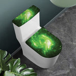 Green Sparkle Galaxy Print Toilet Lid And Tank Cover Set