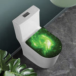 Green Sparkle Galaxy Print Toilet Lid Cover