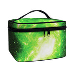 Green Sparkle Galaxy Print Travel Makeup Bag