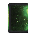 Green Sparkle Galaxy Print Trifold Wallet